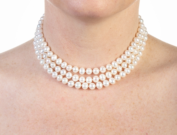 Three-strand Adjustable Pearl Choker | Dog House Pearls