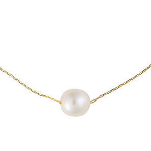 Signature floating pearl necklace - gold