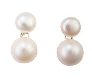 Double pearl stud earrings