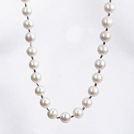 38” Freshwater Pearl Necklace with Stainless Steel Links