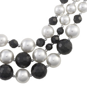 Black crystal and white pearl necklace