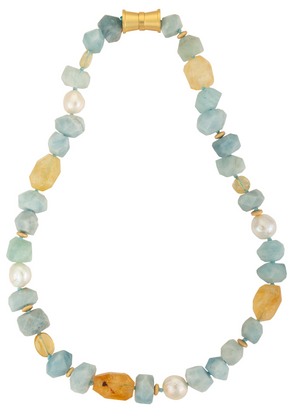 Aquamarine Stone Silk String Necklace
