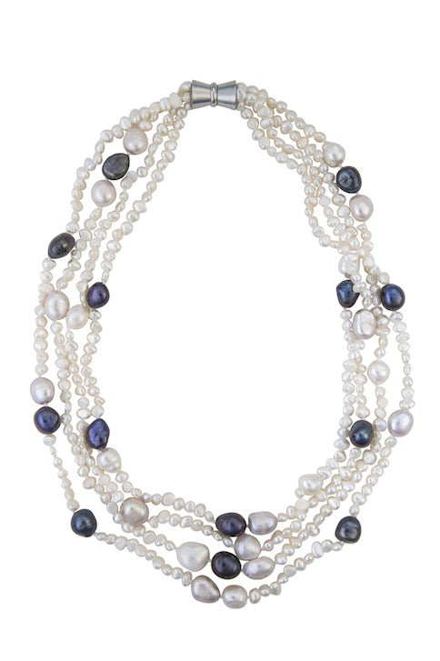 11.0mm-12.0mm Freshwater Pearl Kathy Multi-Strand Suede Necklace