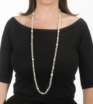 Frosted Hematite and Freshwater Pearl Necklace