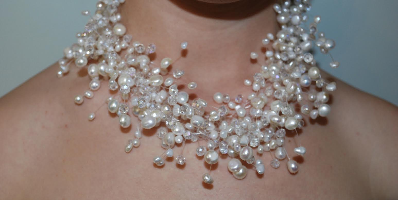 Pearl and Swarovski Crystal Necklace/bridal jewelry/freshwater pearls/jean  hughes – Art 1274 Hollis